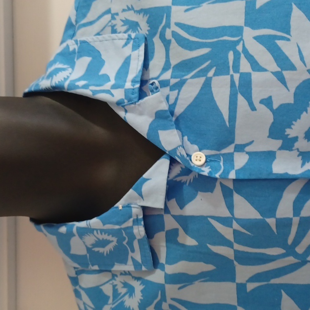 Free Assembly Men's Tropical Blue Casual Shirt, M - Picture 7 of 8